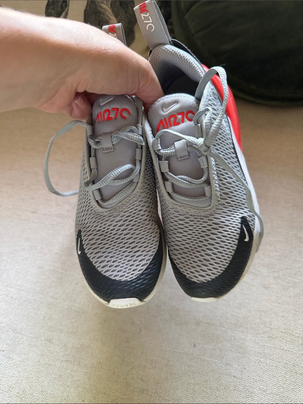 Nike Grey and Red Air Max 270 Running Sneakers - Picture 7 of 8